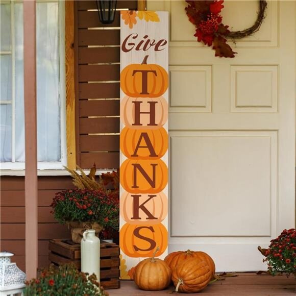 45.2"H Pumpkin Welcome Signs Thanksgiving Outdoor Decor for Fall Harvest Autumn - Picture 1 of 7